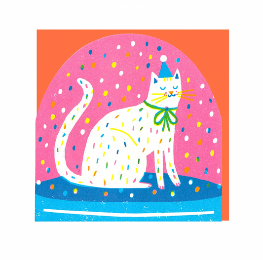 Party Cat Snow Globe Card